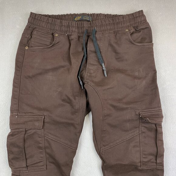 Zara Mens Pants Large Brown Cargo Soft Denim Jogging Fit Tapered Outdoor 30" - Picture 2 of 16